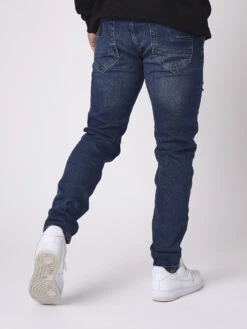 Jean Slim Bleu Brut Effet Sablé Et Déchiré 11 Jean Slim Bleu Brut Effet Sablé Et Déchiré -Monsieur Chic Soldes Boutique tp21012 4