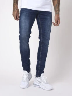 Jean Skinny Basic Bleu Brut Effet Gratté -Monsieur Chic Soldes Boutique tp21016 2