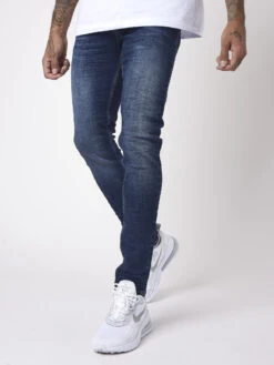 Jean Skinny Basic Bleu Brut Effet Gratté -Monsieur Chic Soldes Boutique tp21016 4