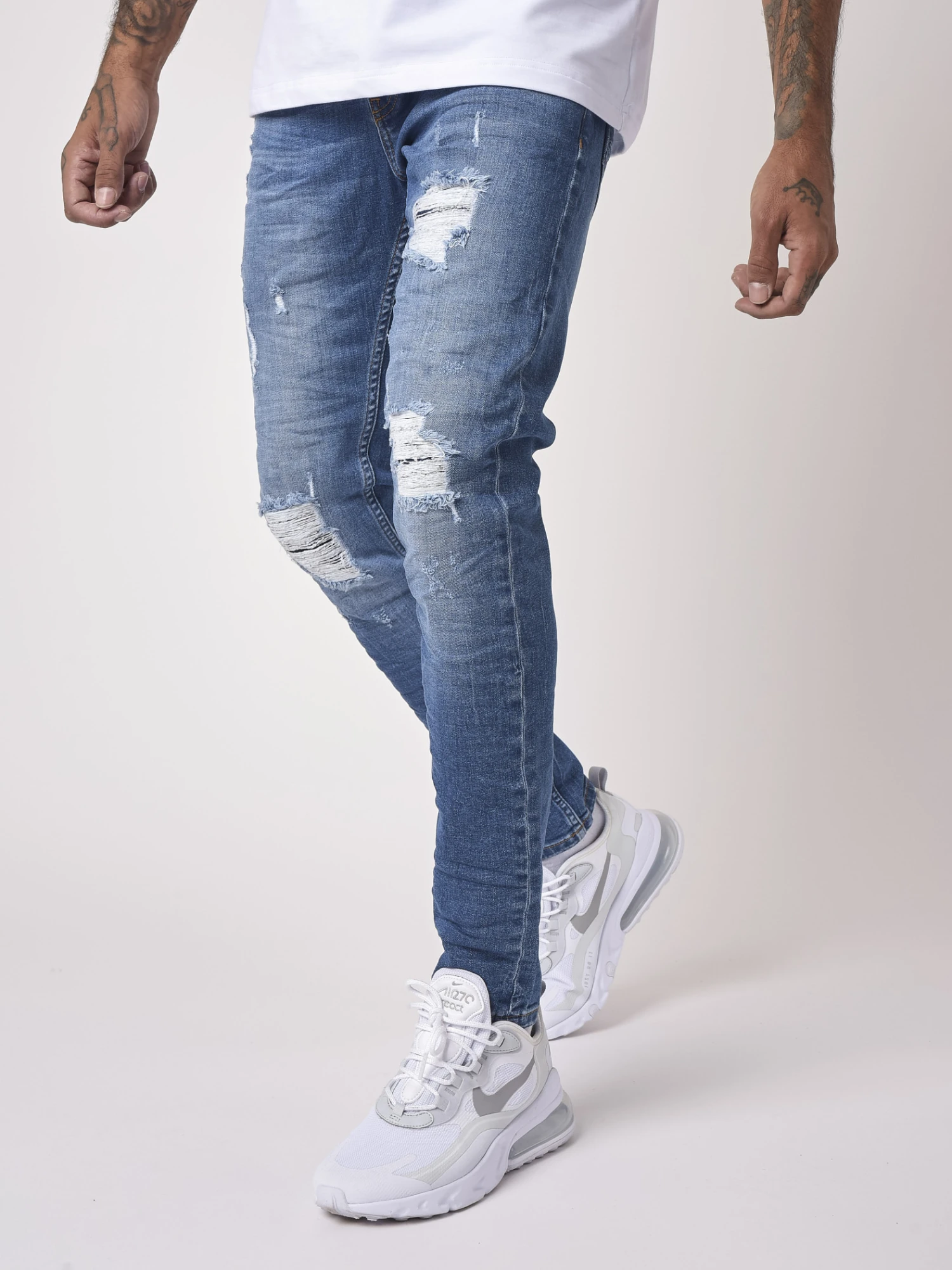 Jean Slim Basic Bleu Avec Trous 4 Jean Slim Basic Bleu Avec Trous – Image 2