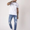 Jean Slim Basic Bleu Avec Trous 2 Jean Slim Basic Bleu Avec Trous -Monsieur Chic Soldes Boutique tp21024