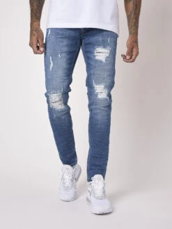 Jean Slim Basic Bleu Avec Trous 9 Jean Slim Basic Bleu Avec Trous -Monsieur Chic Soldes Boutique tp21024 2