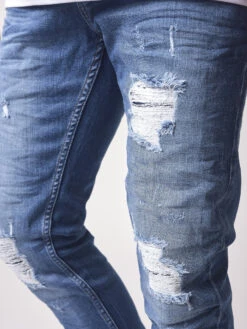 Jean Slim Basic Bleu Avec Trous 10 Jean Slim Basic Bleu Avec Trous -Monsieur Chic Soldes Boutique tp21024 3