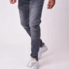 Jean Slim Gris Delavé Coutures Apparentes -Monsieur Chic Soldes Boutique tp21032