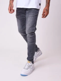 Jean Slim Gris Delavé Coutures Apparentes