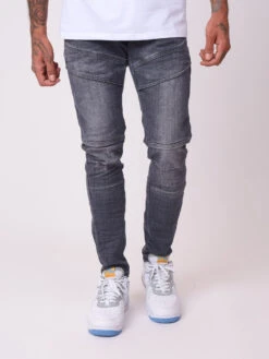 Jean Slim Gris Delavé Coutures Apparentes -Monsieur Chic Soldes Boutique tp21032 3