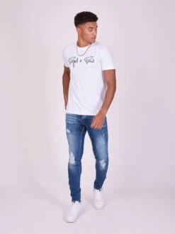 Jean Skinny Usé Wash Blanchi -Monsieur Chic Soldes Boutique tp21039 2